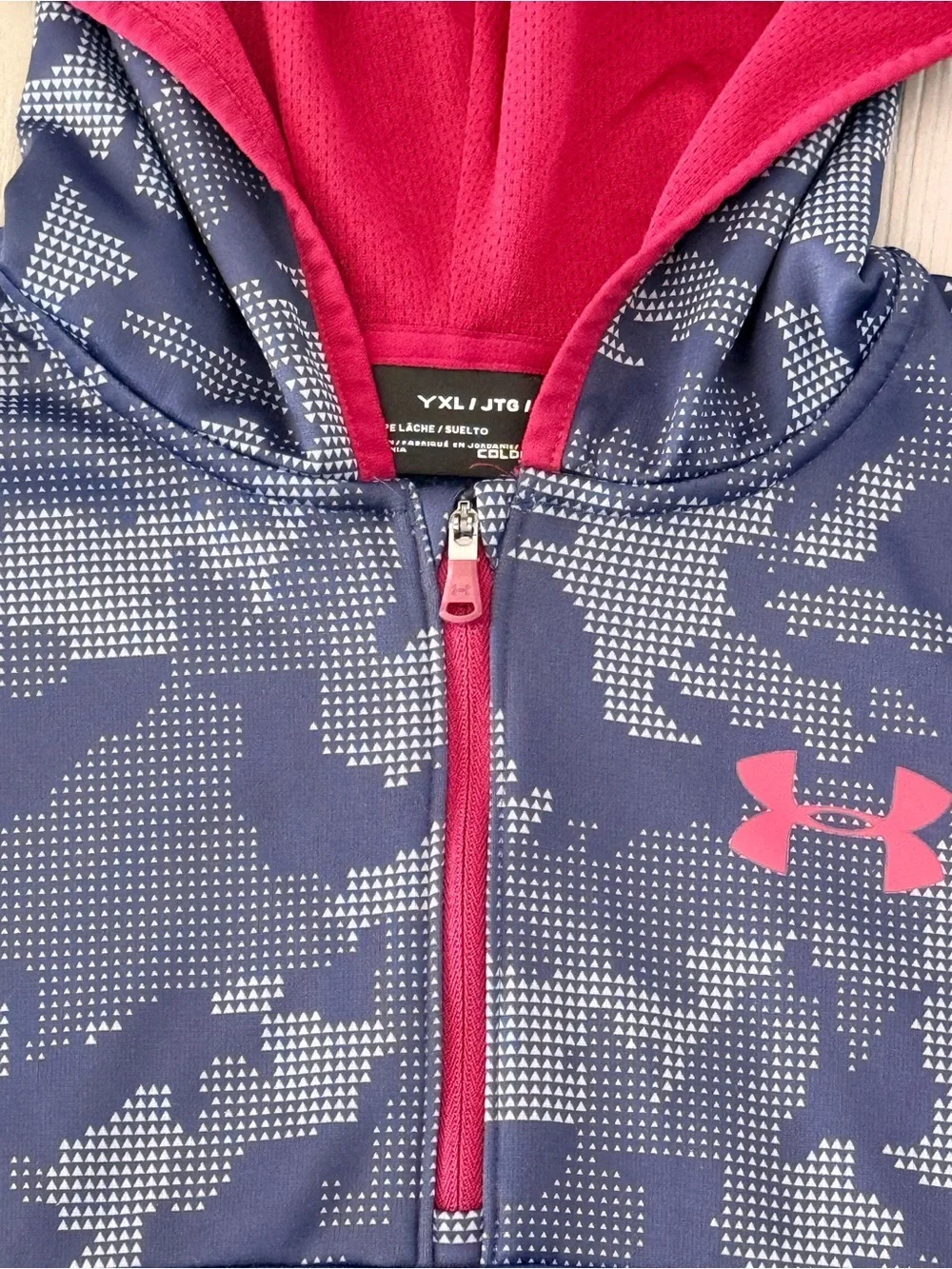 Under Armour Kids Hoodie 1/4-Zip Pullover Navy/D. Magenta Size-YXL EUC